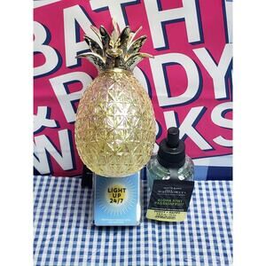 BBW Fiber Optic Pineapple Night Light Wallflower Fragrance Plug In & Kiwi Refill